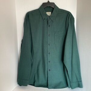 LL Bean long sleeve green & blue houndstooth button down shirt Men’s size L